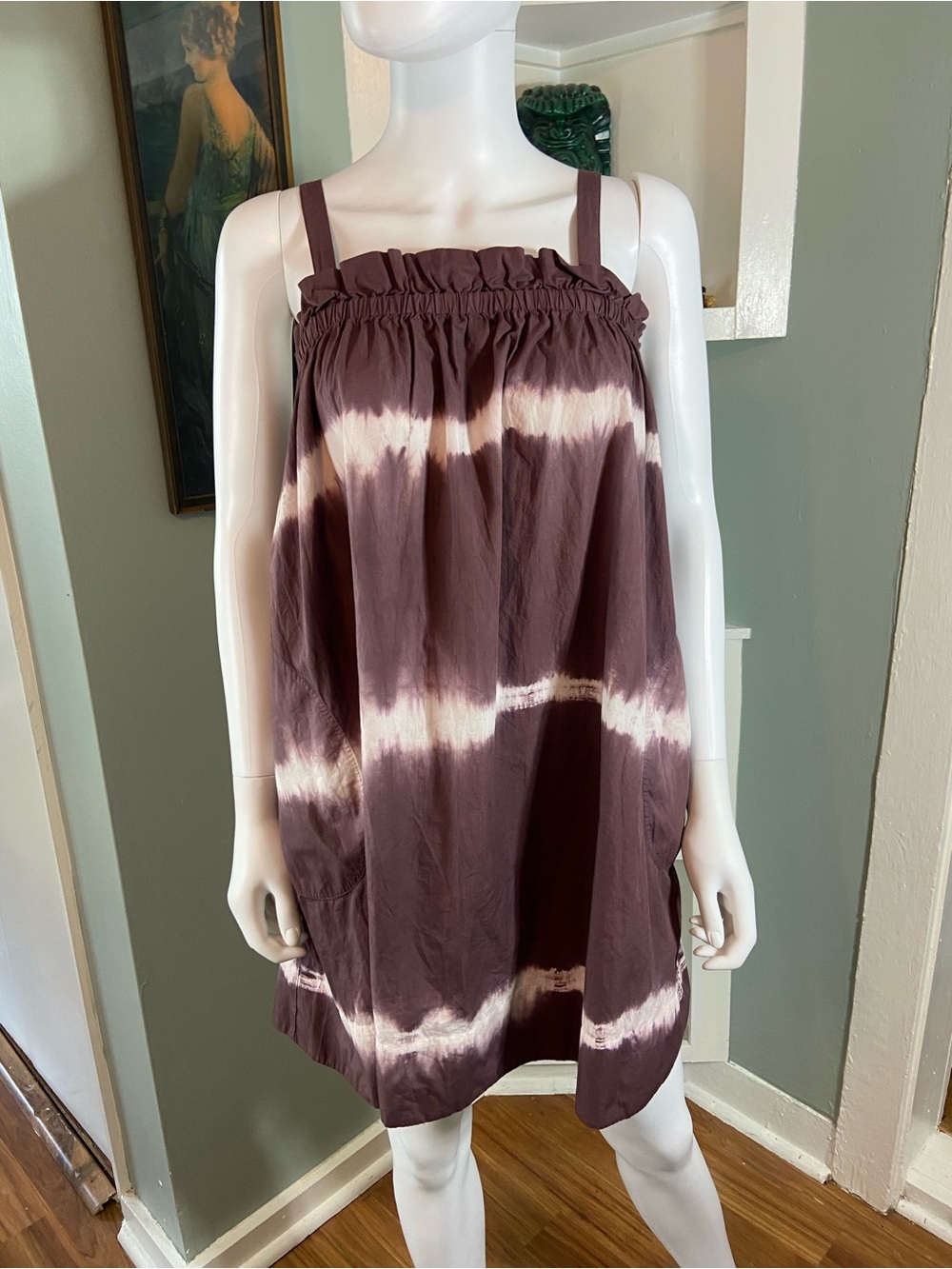 Anthropologie Othilia Lucette Tie Dye Tent Trapeze Mini Dress Cotton Poplin Sz 2